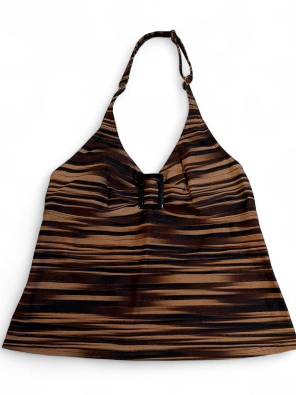 Vintage 90s Brown and Black Halter Buckle Top